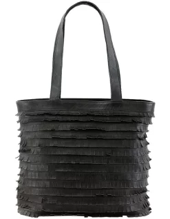 Fringe Black Double Handle Tote Bag