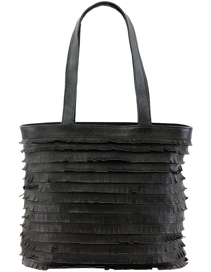 Fringe Black Double Handle Tote Bag 3 Fringe Black Double Handle Tote Bag
