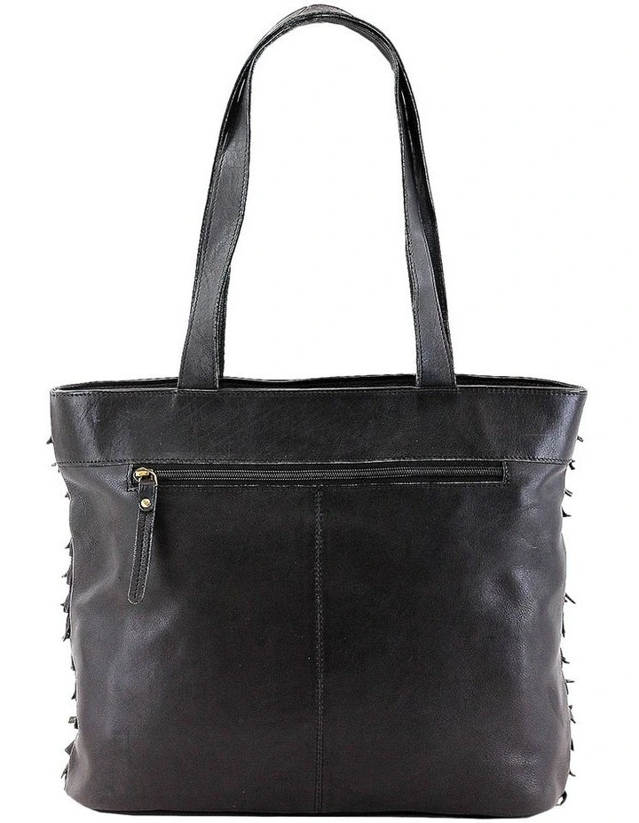 Fringe Black Double Handle Tote Bag 5 Fringe Black Double Handle Tote Bag - Image 3