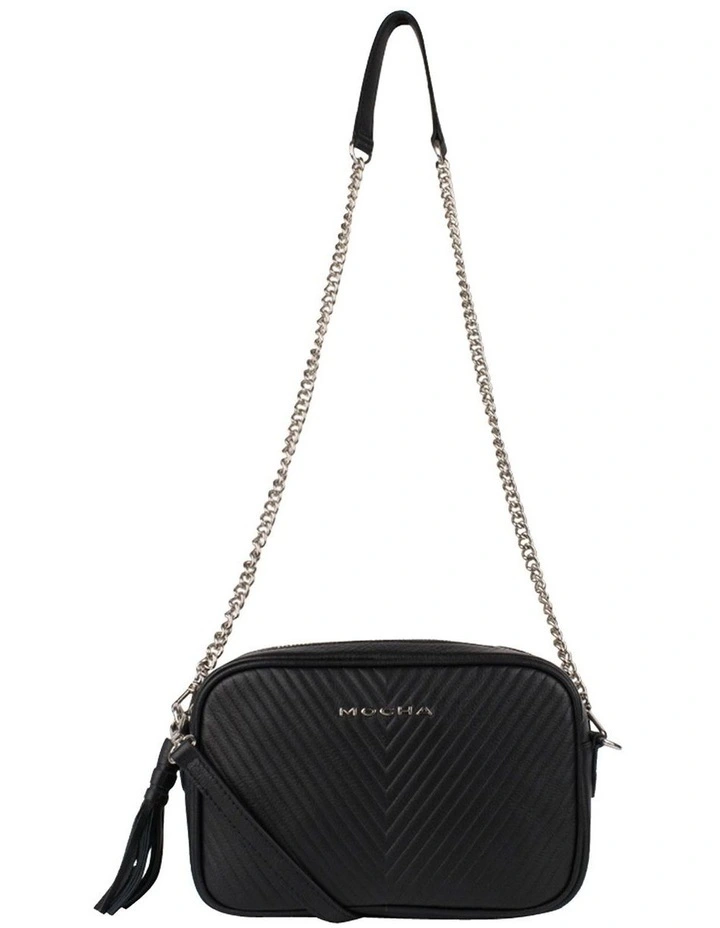 Chevron Box Leather Crossbody Bag Black 4 Chevron Box Leather Crossbody Bag Black - Image 2