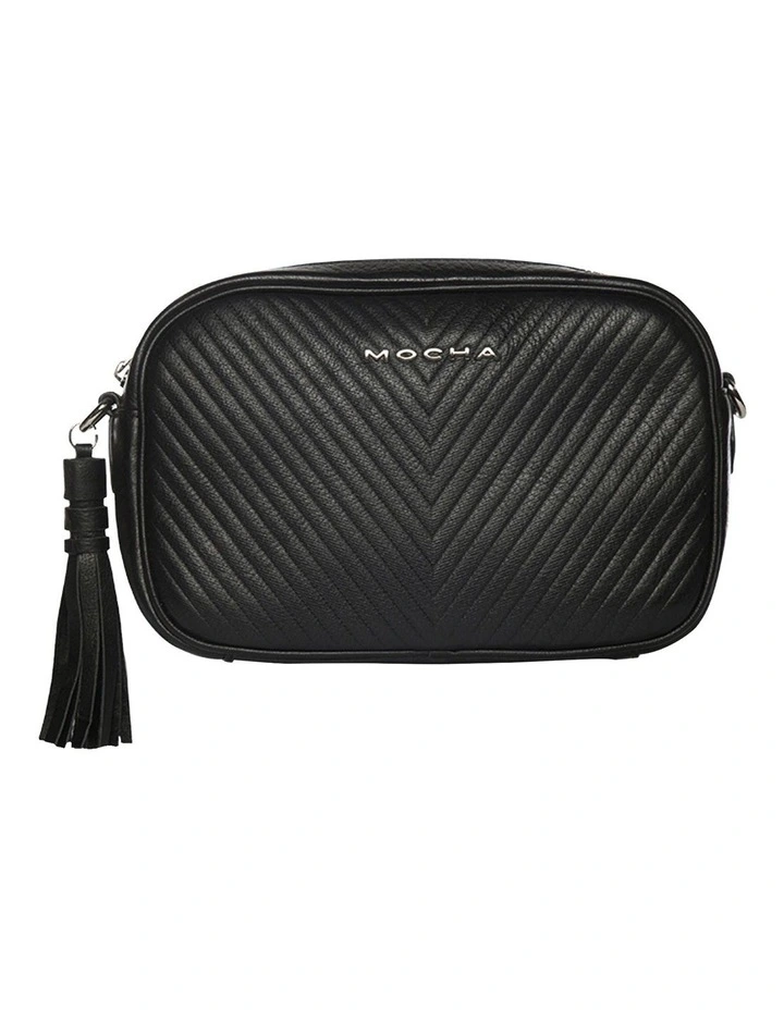 Chevron Box Leather Crossbody Bag Black 5 Chevron Box Leather Crossbody Bag Black - Image 3