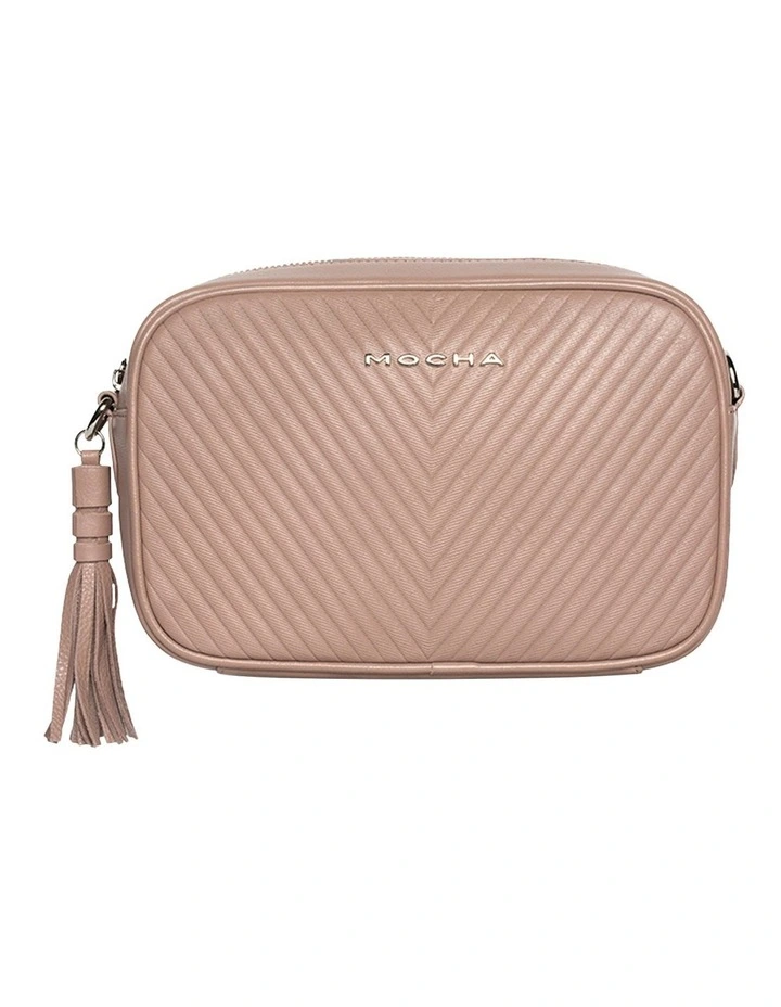 Chevron Box Leather Crossbody Taupe 4 Chevron Box Leather Crossbody Taupe - Image 2