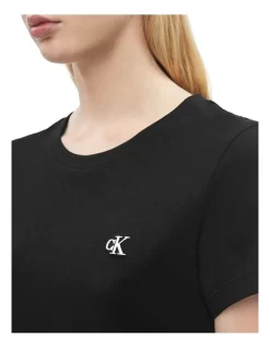Calvin Klein Jeans Ck Embroidery Slim Tee Black -Women Summer Clothing Store 787707550 4 720x928