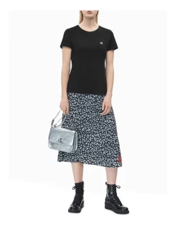 Calvin Klein Jeans Ck Embroidery Slim Tee Black -Women Summer Clothing Store 787707550 5 720x928