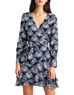 A Night With You Navy Mini Wrap Dress