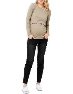 Tessa Rib Nursing Top In Olive