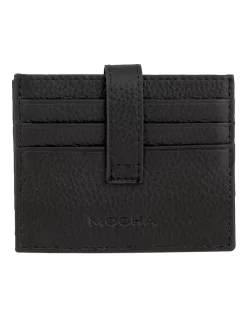 Mocha Leather Foldover Card Holder Black