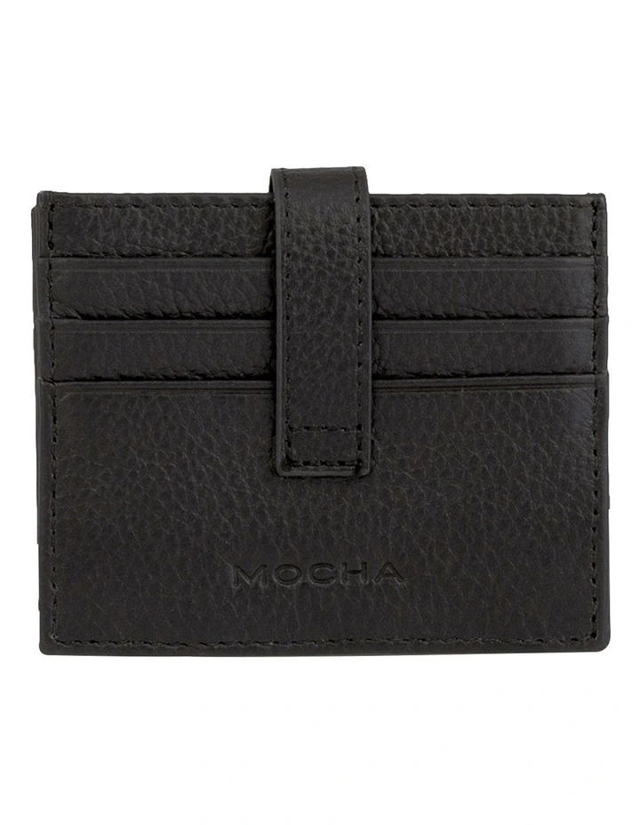 Mocha Leather Foldover Card Holder Black 3 Mocha Leather Foldover Card Holder Black