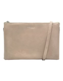 Mocha Triple Jessie Crossbody Bag Taupe/Silver