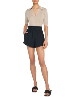 Linen Paperbag Shorts Black -Women Summer Clothing Store 887940640 3 720x928