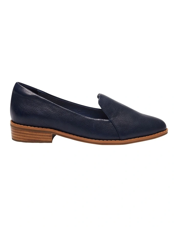 Tara Flat Shoes In Navy Leather 3 Tara Flat Shoes In Navy Leather