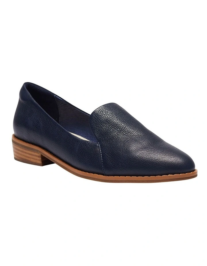 Tara Flat Shoes In Navy Leather 4 Tara Flat Shoes In Navy Leather - Image 2