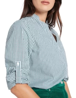 Odette Check Shirt Ivory/Pine -Women Summer Clothing Store 902007280 4 720x928