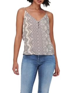 ONLY Roberta Singlet Top Cloud Dancer Print