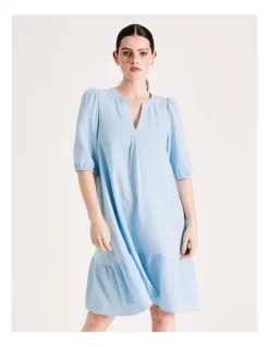 Vero Moda Natali 2/4 Sleeve Dress In Blue