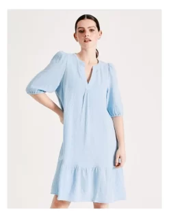Vero Moda Natali 2/4 Sleeve Dress In Blue -Women Summer Clothing Store 903400660 3 720x928