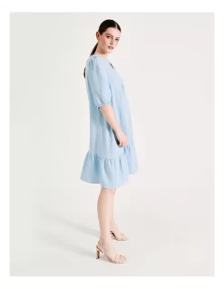 Vero Moda Natali 2/4 Sleeve Dress In Blue -Women Summer Clothing Store 903400660 5 720x928