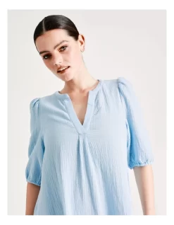 Vero Moda Natali 2/4 Sleeve Dress In Blue -Women Summer Clothing Store 903400660 7 720x928