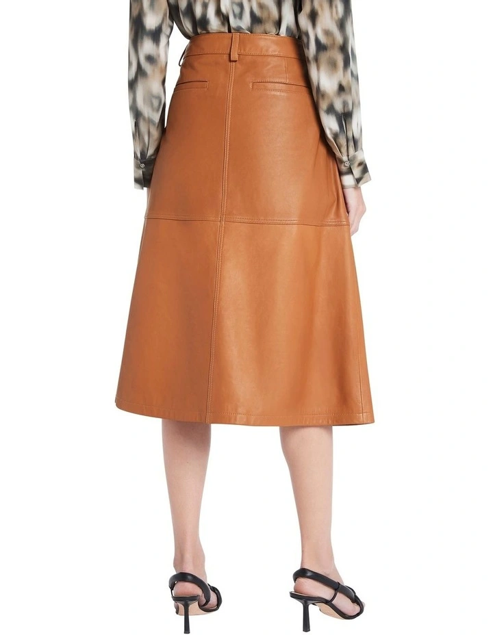 Aura Leather Midi Skirt Toffee 5 Aura Leather Midi Skirt Toffee - Image 3