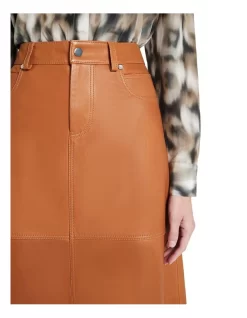 Aura Leather Midi Skirt Toffee 9 Aura Leather Midi Skirt Toffee -Women Summer Clothing Store 903538900 4 720x928