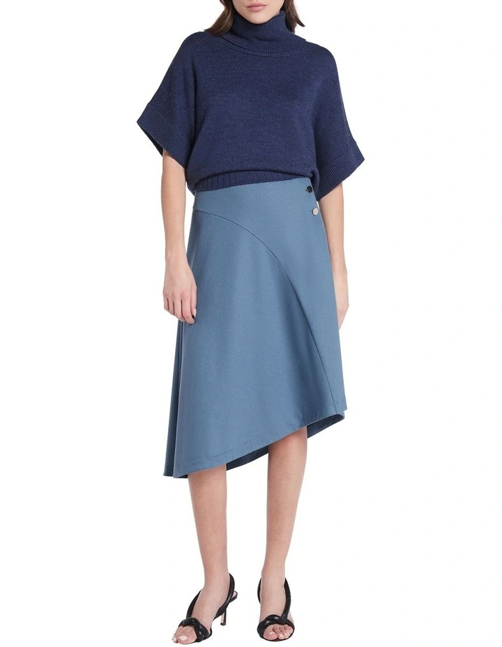 Renae Wool Skirt In Steel Blue 4 Renae Wool Skirt In Steel Blue - Image 2