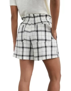 French Connection Linen Check Short In White/Black -Women Summer Clothing Store 911237860 3 720x928