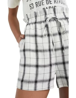 French Connection Linen Check Short In White/Black -Women Summer Clothing Store 911237860 4 720x928