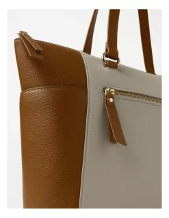 Alana Zip Top Tote Bag In Combo Brown -Women Summer Clothing Store 917439850 4 2 720x928