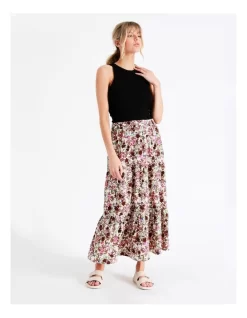 ONLY Elyse Life Midi Skirt In Cactus Flower
