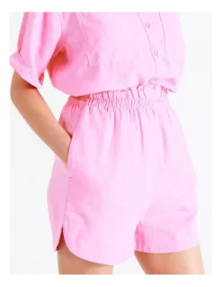 ONLY Caro Linen Blend Shorts In Sachet Pink -Women Summer Clothing Store 917627680 3 720x928