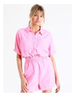 ONLY Caro Linen Blend Shorts In Sachet Pink -Women Summer Clothing Store 917627680 4 720x928