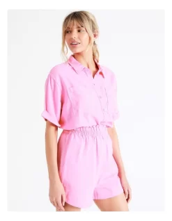 ONLY Caro Linen Blend Shorts In Sachet Pink -Women Summer Clothing Store 917627680 5 720x928