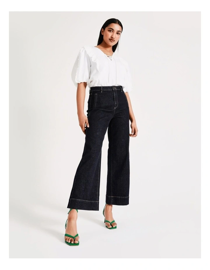 Basque Ruffle Lace Up Blouse In Ivory 5 Basque Ruffle Lace Up Blouse In Ivory - Image 3