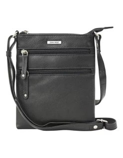 Zip Top Crossbody Bag In Black