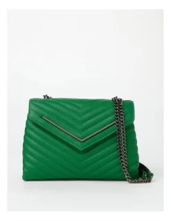 Elena Flapover Shoulder Bag In Green