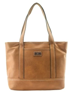 Winona Zip Top Shoulder Bag In Tan