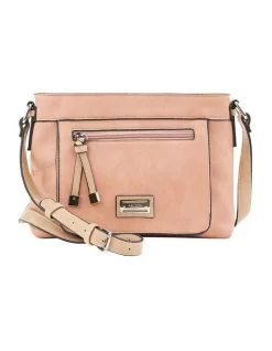 Edith Zip Top Crossbody Bag In Blush