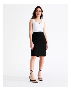 Basque Pencil Skirt In Black