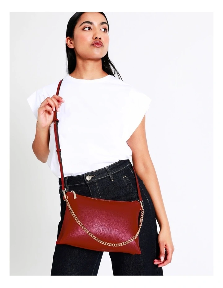 Basque Kiera Multi Gusset Shoulder Bag In Red 6 Basque Kiera Multi Gusset Shoulder Bag In Red - Image 4