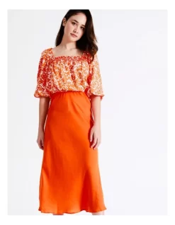 Recycled Blend Satin Slip Skirt In Orange 9 Recycled Blend Satin Slip Skirt In Orange -Women Summer Clothing Store 929242000 4 720x928