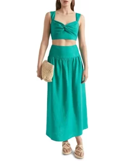 Core Linen Gathered Maxi Skirt