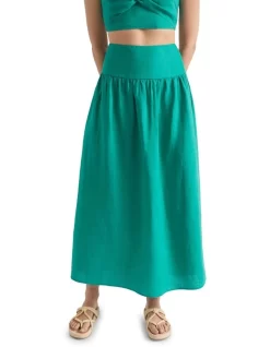 Core Linen Gathered Maxi Skirt -Women Summer Clothing Store 933958360 933951970 3 720x928