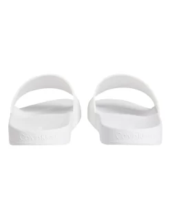 Calvin Klein Textured Logo Sliders In White -Women Summer Clothing Store 934330240 3 720x928