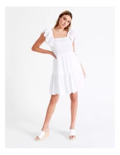 Organic Cotton Eyelet Embroidery Mini Dress In White -Women Summer Clothing Store 935646040 3 720x928