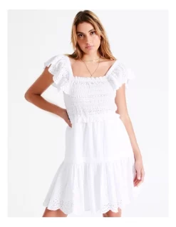 Organic Cotton Eyelet Embroidery Mini Dress In White -Women Summer Clothing Store 935646040 6 720x928