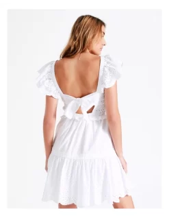 Organic Cotton Eyelet Embroidery Mini Dress In White -Women Summer Clothing Store 935646040 7 720x928