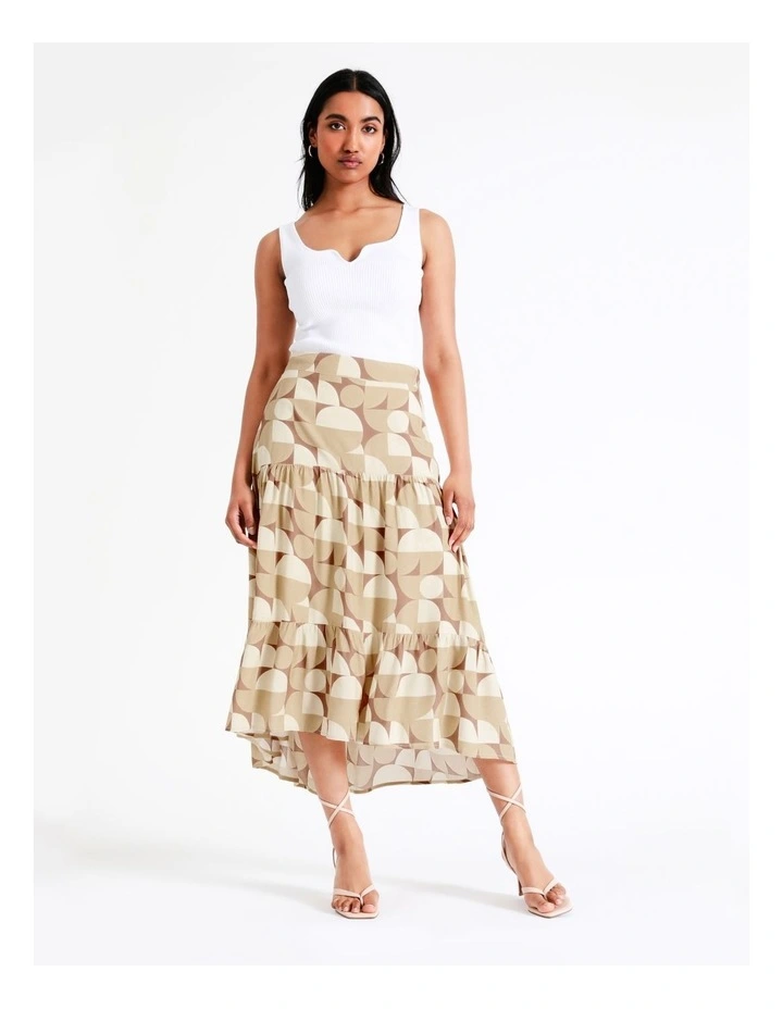 Basque Geo Print Midi Skirt In Assorted 3 Basque Geo Print Midi Skirt In Assorted