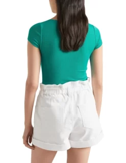 Square Neck Rib Tee 7 Square Neck Rib Tee -Women Summer Clothing Store 937925110 937906300 2 720x928