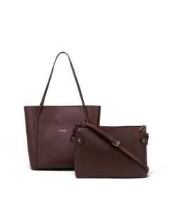 Clara Removable Pouch Tote Bag In Chocolate Brown