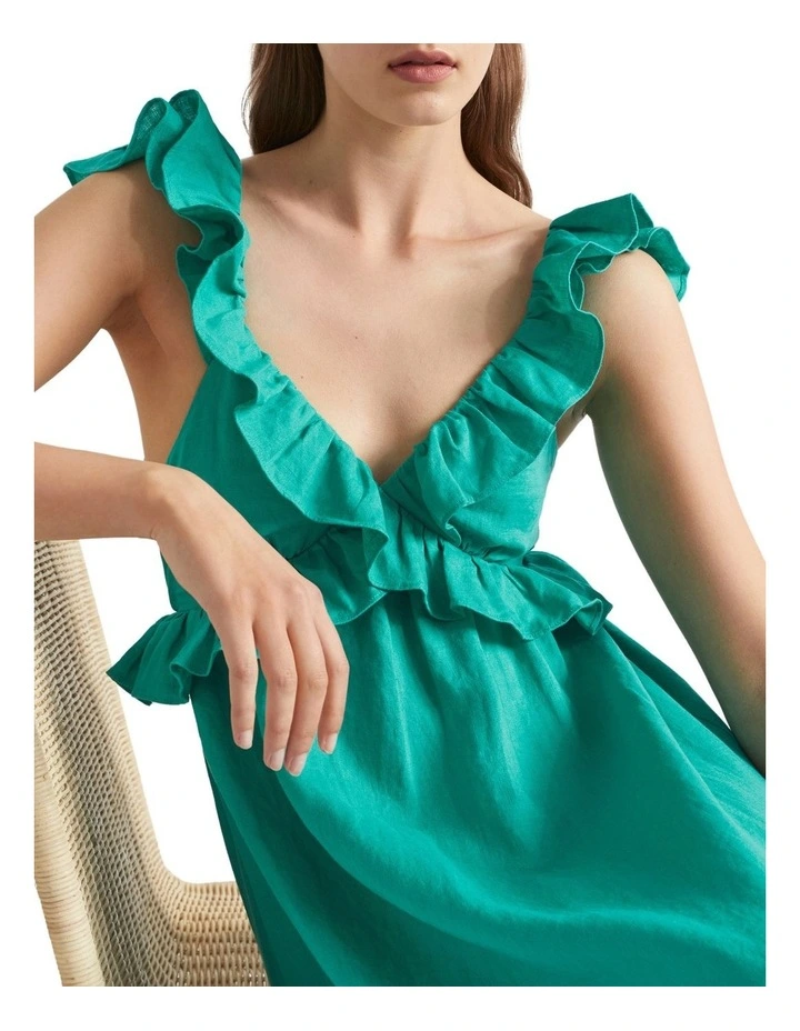 Linen Frill Detail Maxi Dress 4 Linen Frill Detail Maxi Dress - Image 2